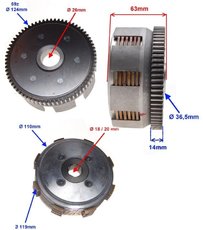 Spojka 69zubová 6lamiel  KINGWAY CHOPPER 150