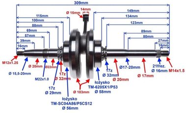 Kľukový hriadeľ GY6-B GY7 Znen BN157QMJ