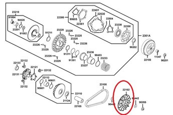 Poloremenica variátora pre Kymco  Xciting 500i ( AFI )