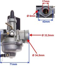 Karburátor 17mm Honda Dio, Bali, X8R Kymco, SYM, Peugeot stojatý