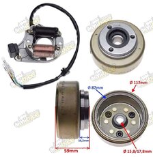 Stator rotor volnobežka pre ATV125 horný štartér