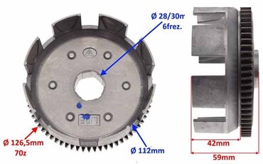 Koš spojkový pre motory CG200 70zubov