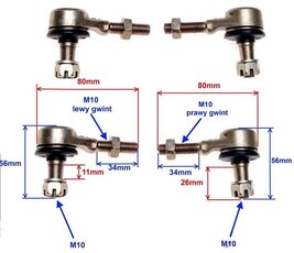 Čapy riadenia s kuželom 11/12mm M10 sada ľavý+pravý závit