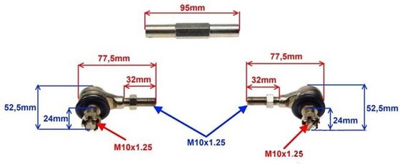 Čapy riadenie s tyčou pre ATV125 17cm až 20,5cm verzia2