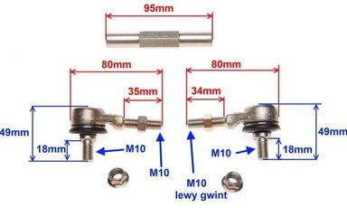 Čapy riadenie s tyčou pre ATV125 17cm až 20,5cm verzia3