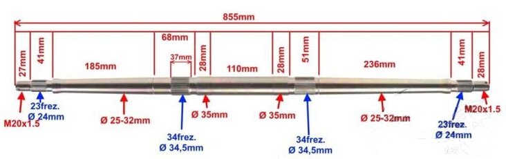 Os zadnej nápravy aj pre Bashan BS200 -typ2