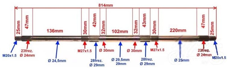 Os zadnej nápravy pre ATV 150-200ccm