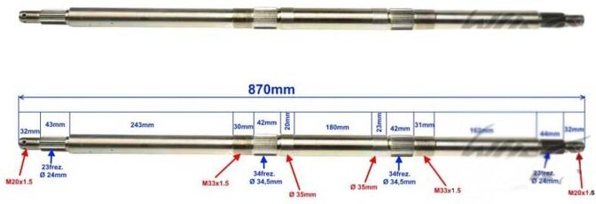 Os zadnej nápravy pre ATV Shineray XY250ST-4B