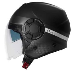 Prilba S-Jet čierna s dymovou clonou biely pásik CMS M