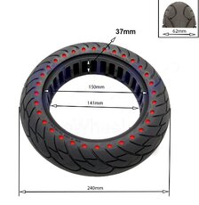 Pneumatika 10x2,5 plná 37mm límec červené body