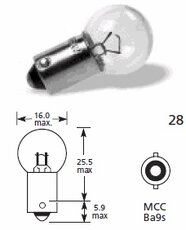 Žiarovka 6V 5W BA9S B6251 opto 15x28mm