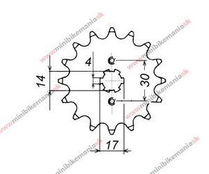 Záberové koliesko pastorok 420 17zubov 17mm