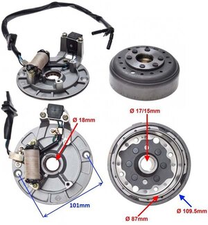 Stator cievka zapalovacia+rotor Pitbike 110cc 125cc