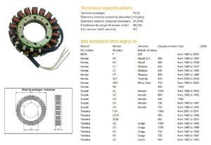 Stator YAMAHA FJR TDM 850 XV750 1100 SUZUKI VL1500 VS 600/700/750/800, HONDA VT XL XRV