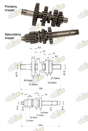 Prevodovka pre motory ZS155 YX160 1P60 5-lamelová spojka Prevodovka pre motory ZS155 YX160 1P60 5-lamelová spojka
