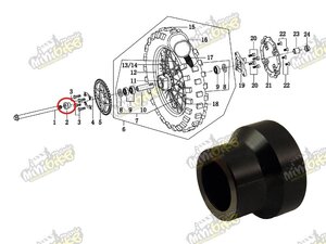 Vymedzovací valček zadného kolesa pre PisterPro LXR12-14