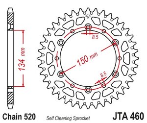 Rozeta Kawasaki KX125 250 KX450 hliniková 50zubová 7075-T6 samočistiaca