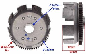 Koš spojkový pre motory CG200 70zubov