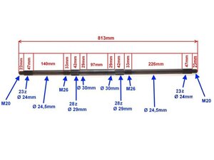 Os zadnej nápravy 813mm pre ATV 150/200/250ccm verzia 2