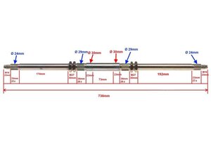 Os zadnej nápravy s maticami pre ATV 150/200ccm 730mm