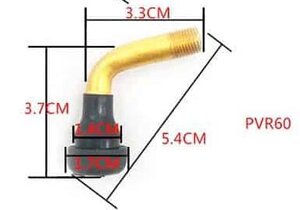 Ventil na disk pre bezdušové pneumatiky na kolobežkách PVR60 zahnutý