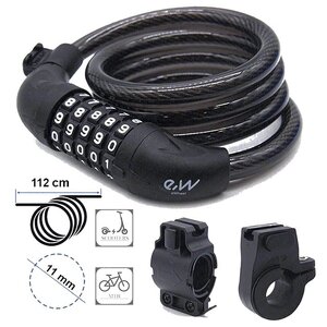 Zámok lano aj s držiakom aj pre kolobežky s kódom