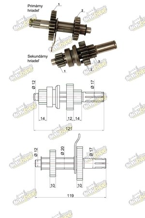 Prevodovka pre motor ATV110 a 125 so spiatočkou 1326
