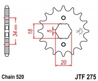 Záberové koliesko JTF275-15zubové reťaz 520 aj CG200 CG250 Basha